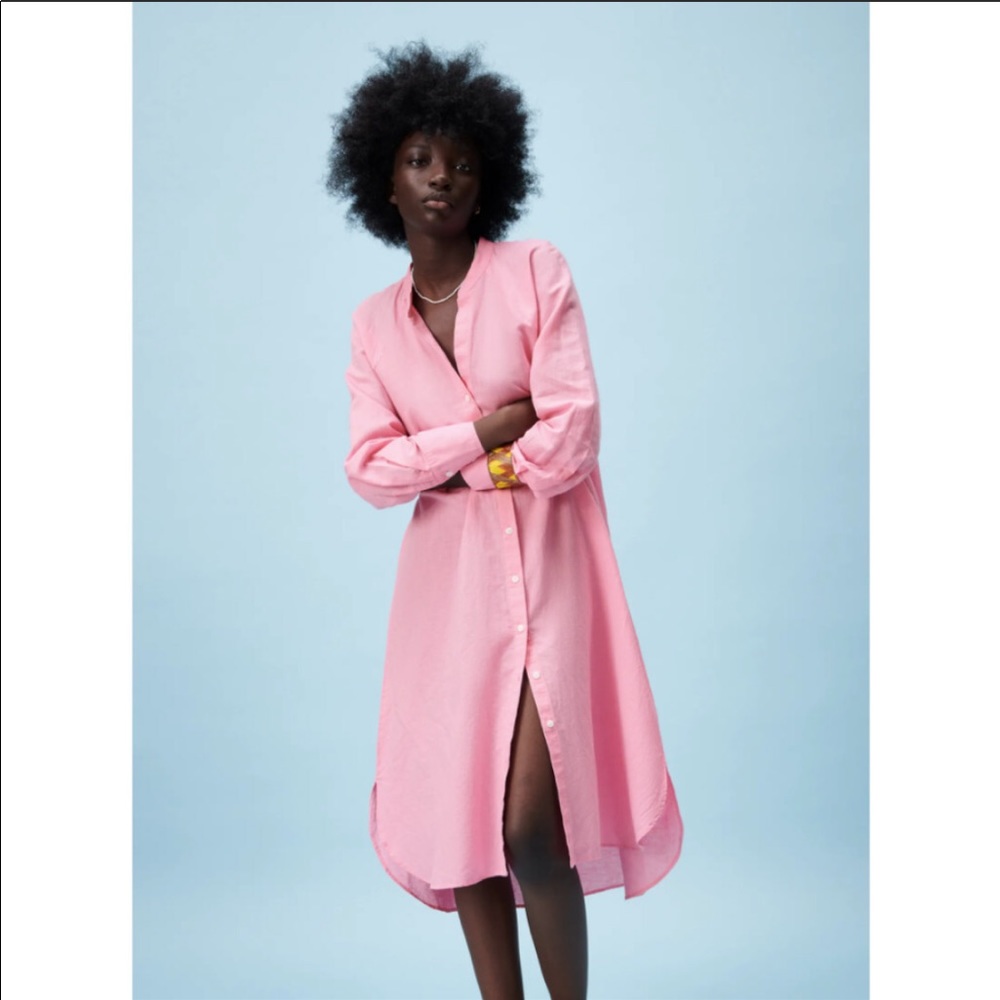 Zara midi linen dress pink